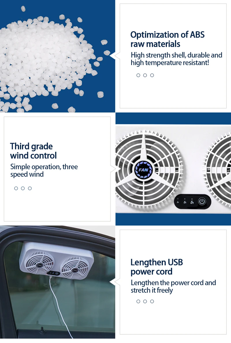 Usb High Quality Solar Powered Fan For Car Interior Cooling Ventilation