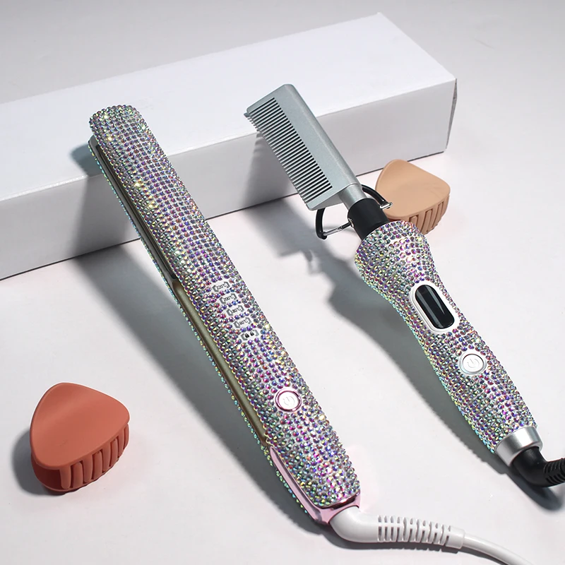 Оптовая продажа, выпрямитель для волос Blinged Portable 200-500f, электрическая расческа для афроамериканских париков