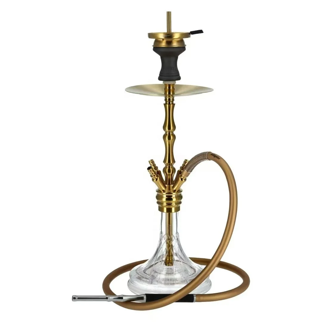 24 Inch Stainless Steel Shisha Hookah with Clear Glass Base