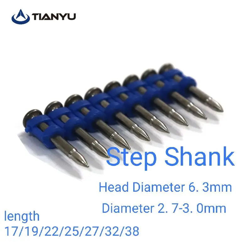 BX3 Concrete Nails HC6 Step Shank Bullet Point for Russia Market 2.6/3.0*22/25/27/32/38 mm Drive Pins