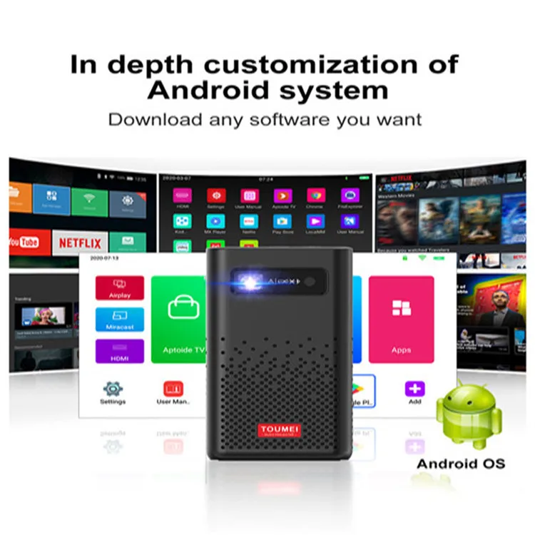 Wireless Mobile Smart hd 3d mini pocket projector 4k screen  home theater Led DLP Portable Wifi Beamer for Smartphone