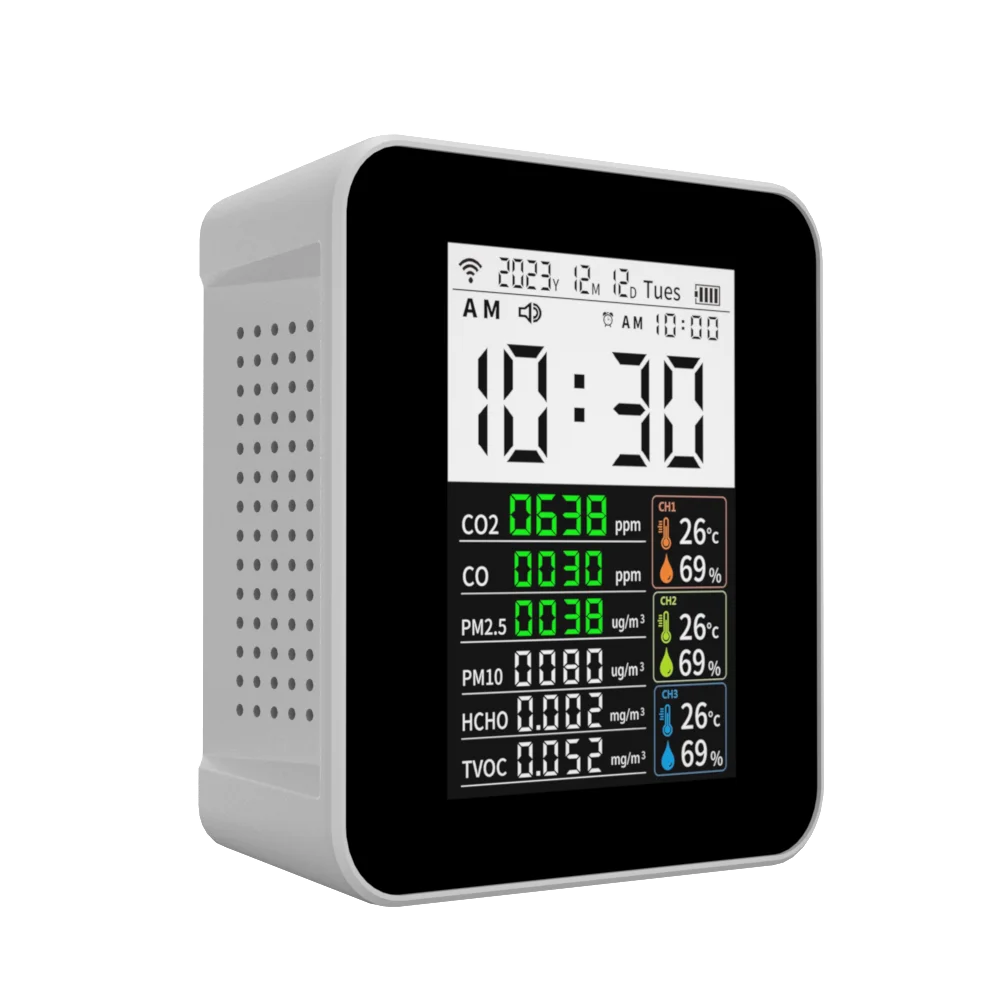 Digital Temperature & Humidity Meter with Air Quality Detector Handheld Carbon Dioxide PM2.5 Monitor 16-1 CO2 Gas Analyzers