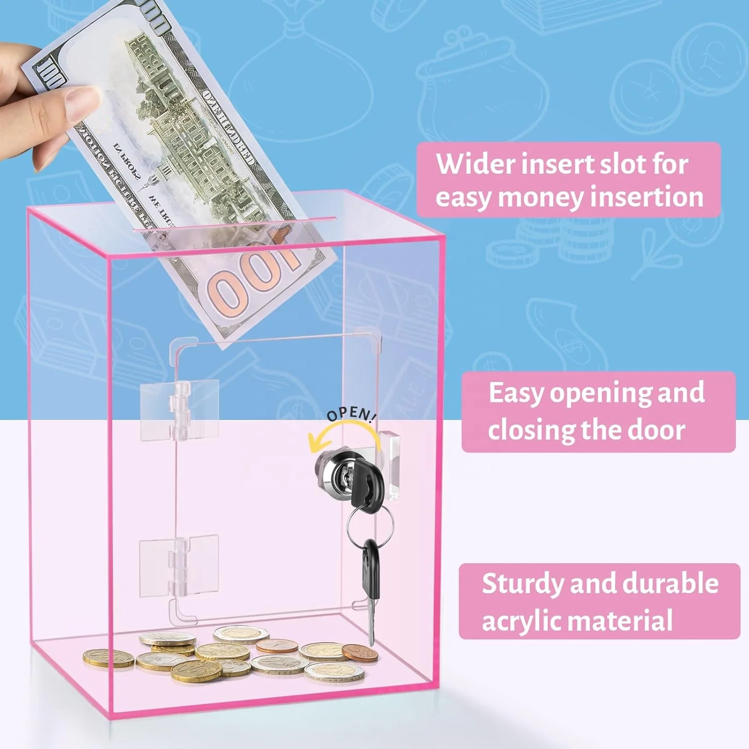 Salvadanaio Acrilico Grande - 18x18x18 Cm Non Apribile - Foto 10