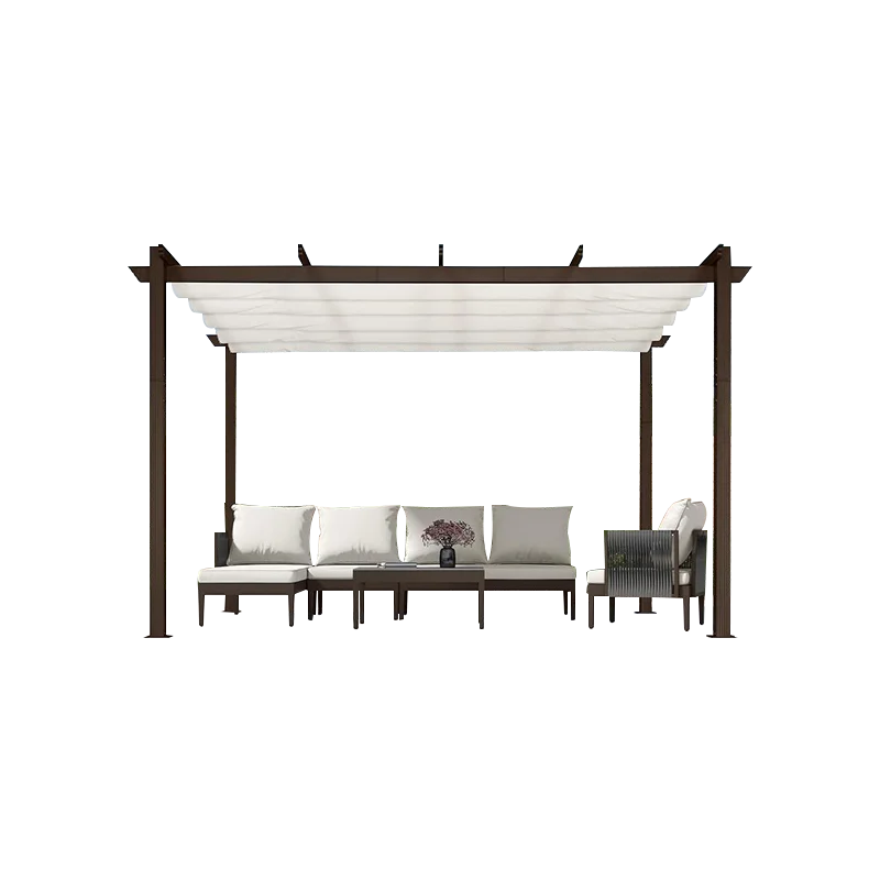 Outdoor Pergola with Retractable Canopy, Aluminum Frame Patio Gazebo for Garden, Backyard, Poolside Relaxation