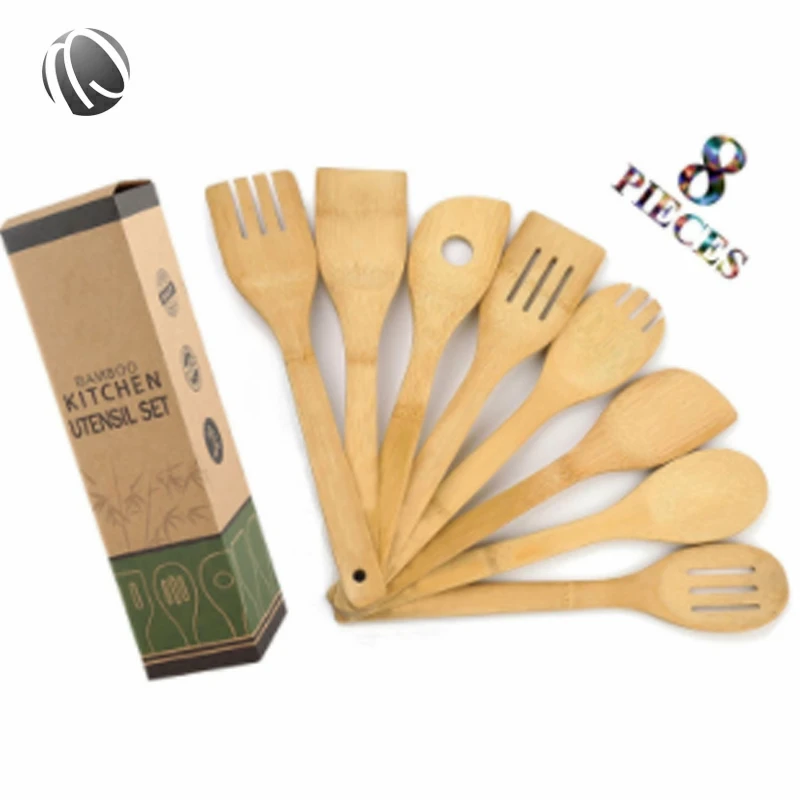 Cucchiai e spatola in legno di bambù utensili da cucina da cucina Set di utensili da cucina da cucina