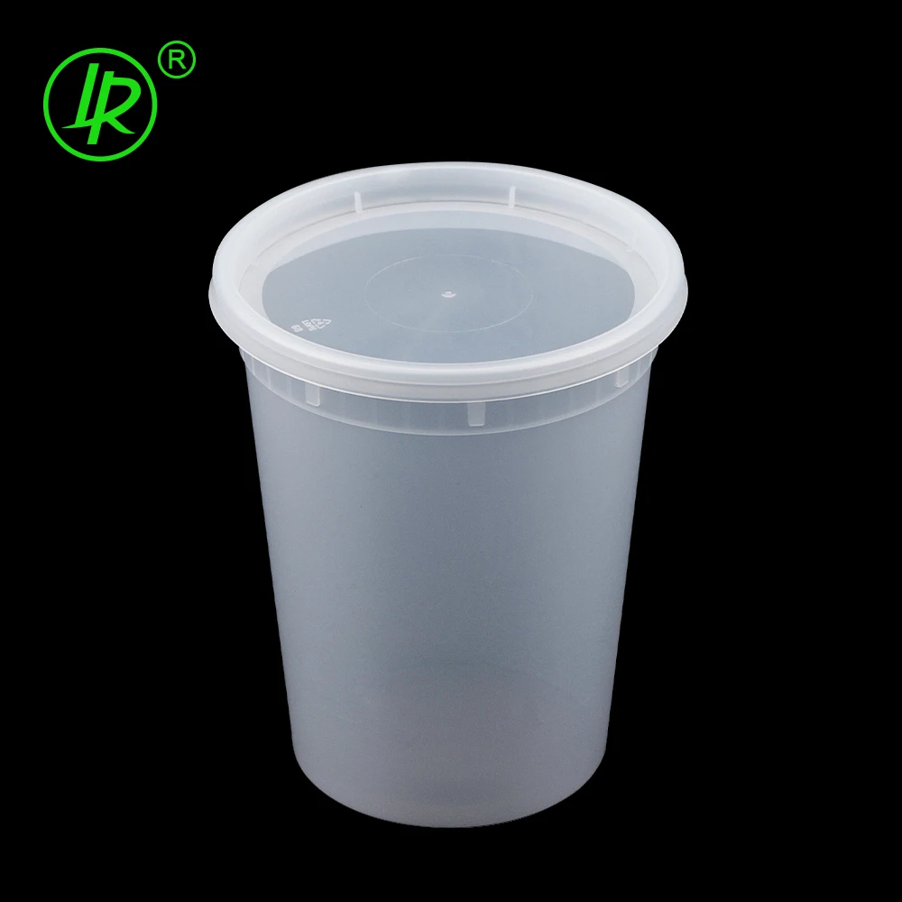 Freezer Safe Food Storage Soup Container Stackable Disposable Plastic Meal Prep Cup Deli Containers with Airtight Lids, 32 oz