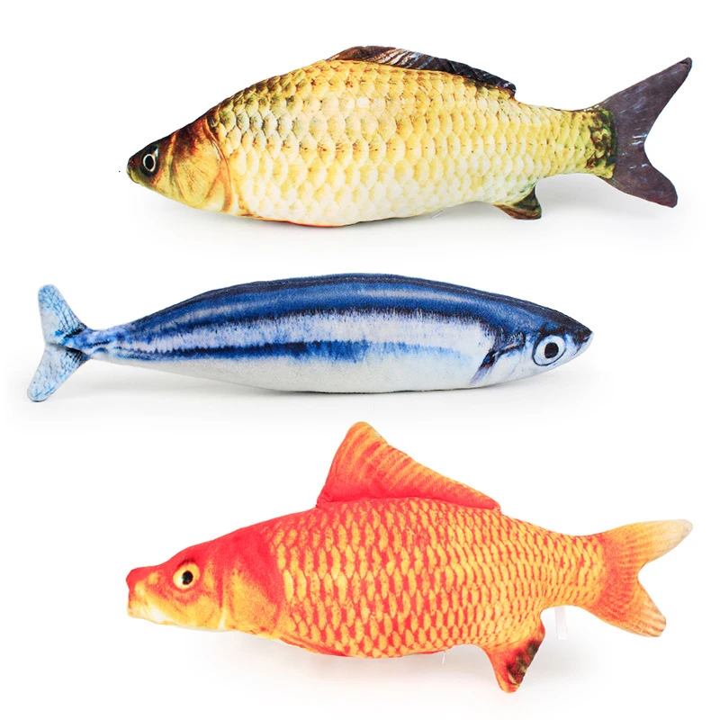 Wholesele Plush Simulation Fish With Catnip Animal Pets Interactive Toy Pet Cat Chew Toys In Stock