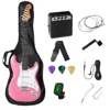 Chitarra elettrica rosa con set amplificatore da 5 W