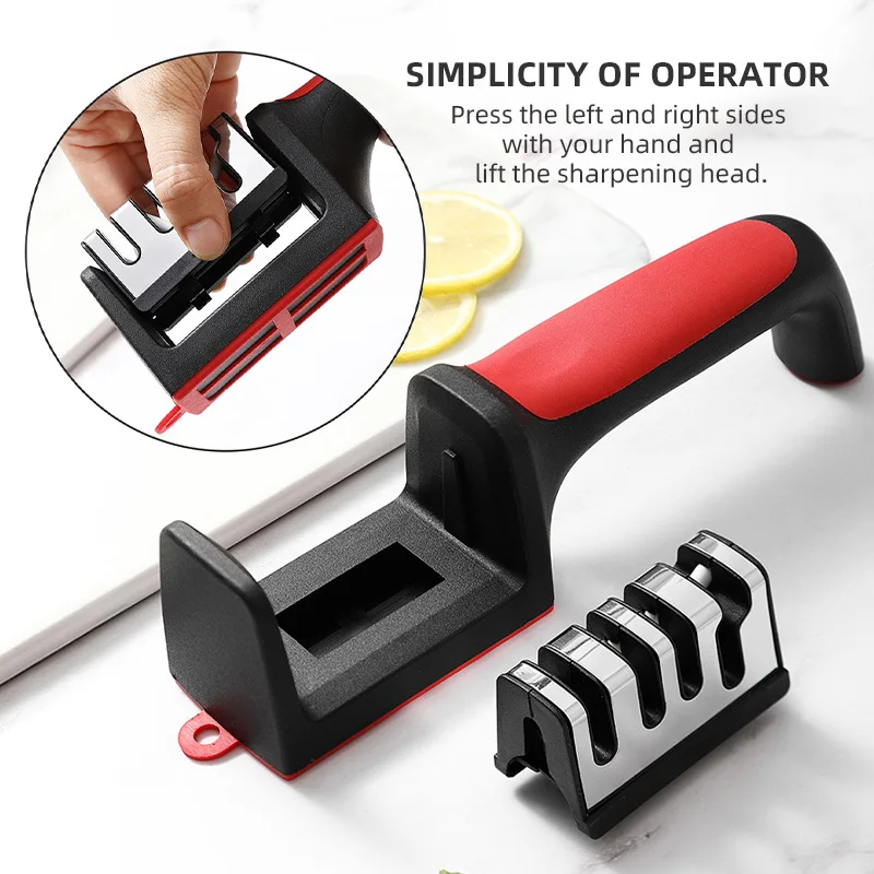JCHOPE Knife Sharpener, 4 in 1 Kitchen Blade and Scissors Sharpening Tool, Professional Chef's Kitchen Knife Accessories, Manual Knife Sharpeners(