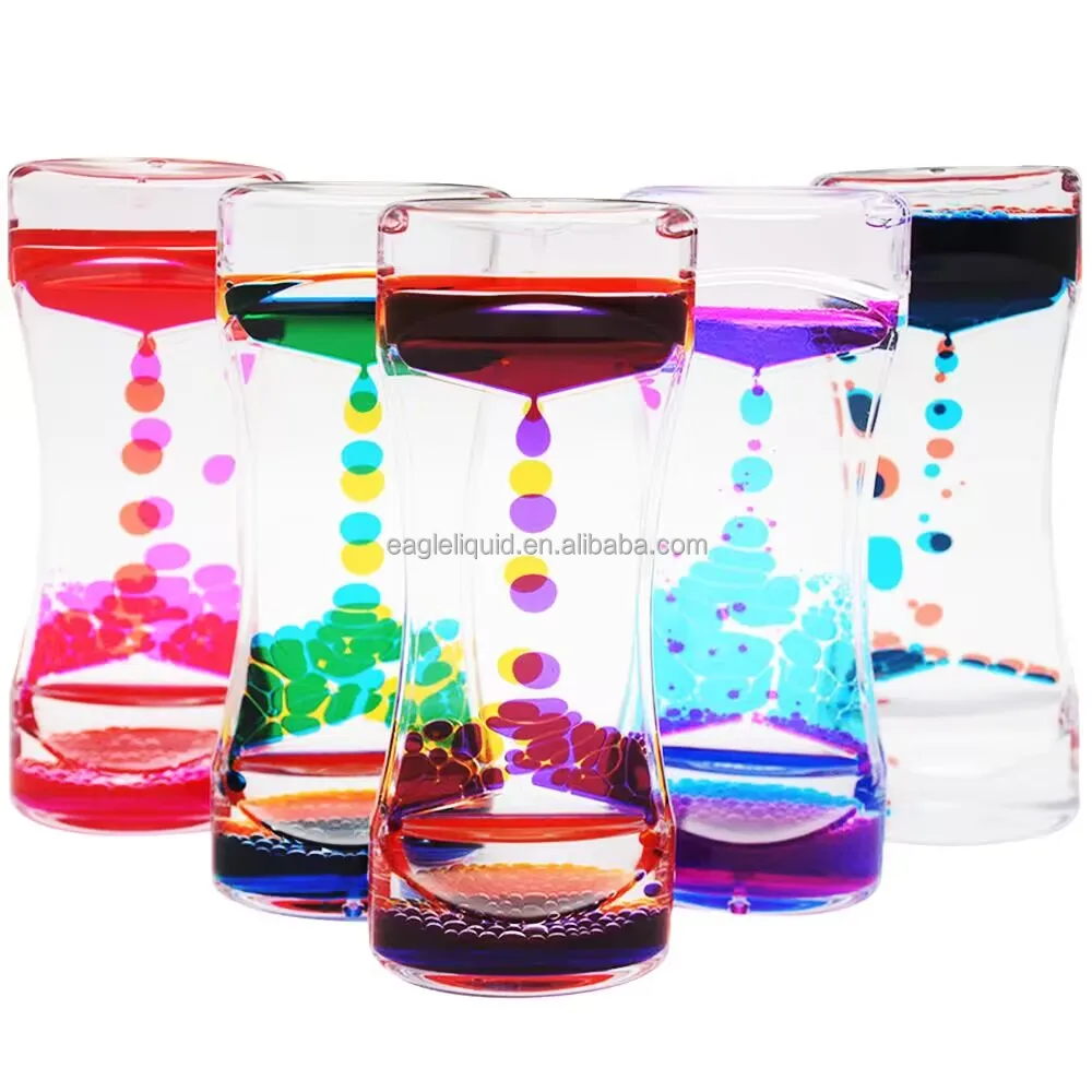 Liquid Motion Bubbler Timer with Floating Color Lava Incredibly Effective Calming Stress Relief Hourglass Toy for Kids Autism