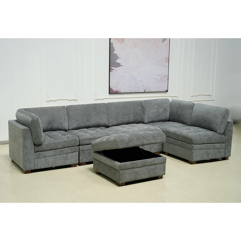 Thomasville Same Design 6 Pieces Modular Sofa Sectional Couch Set Modern Free Combination