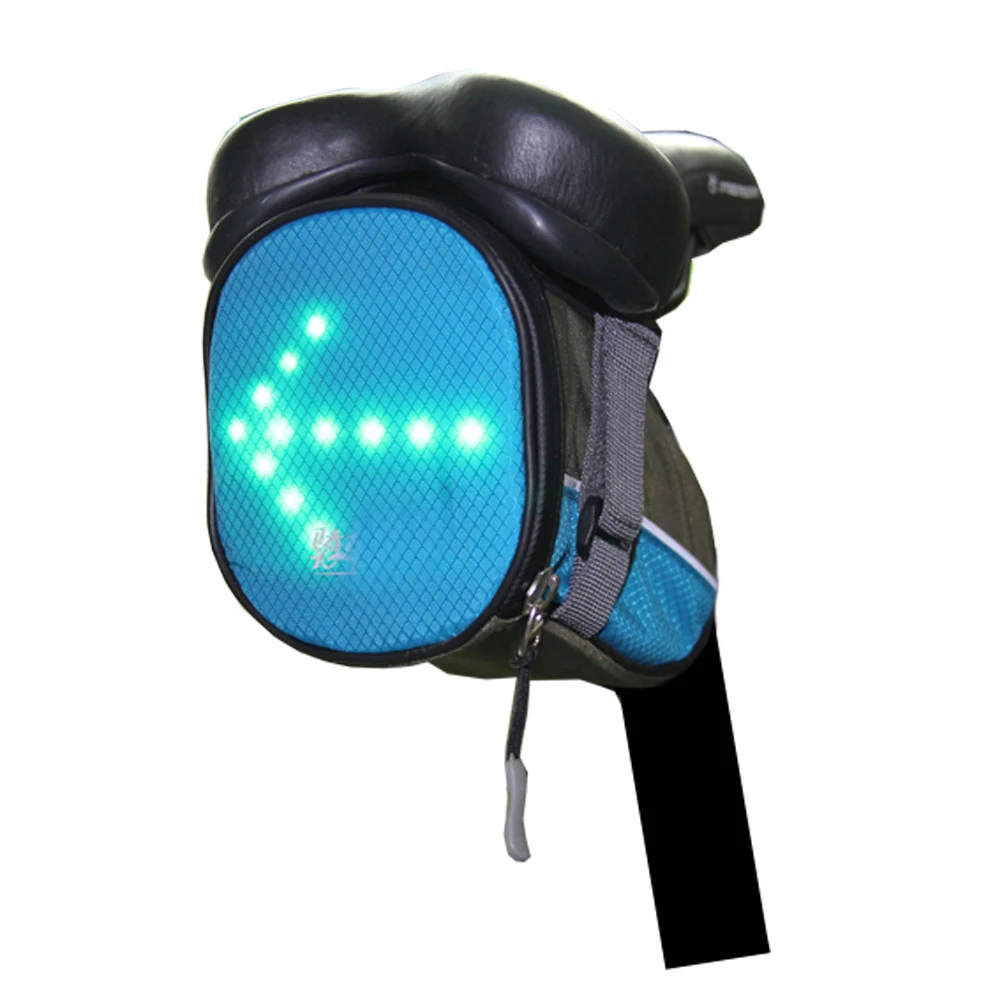 Bicycle Underseat Bag w/ LED Turn Signal Direction Indicator for Bicycle atNight