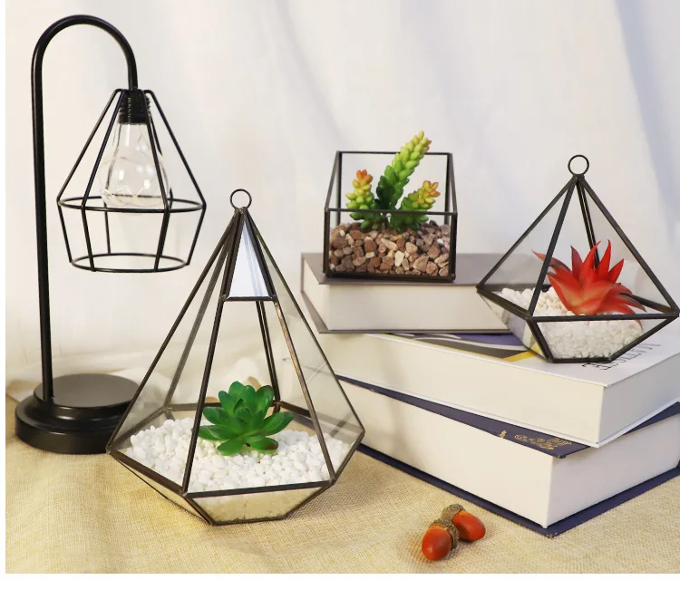 Factory Direct Sell Hangable 3D  Glass Geometric Succulent Plant Vegetables Terrarium High Quality Accept Custom Garden Crafts manufacture