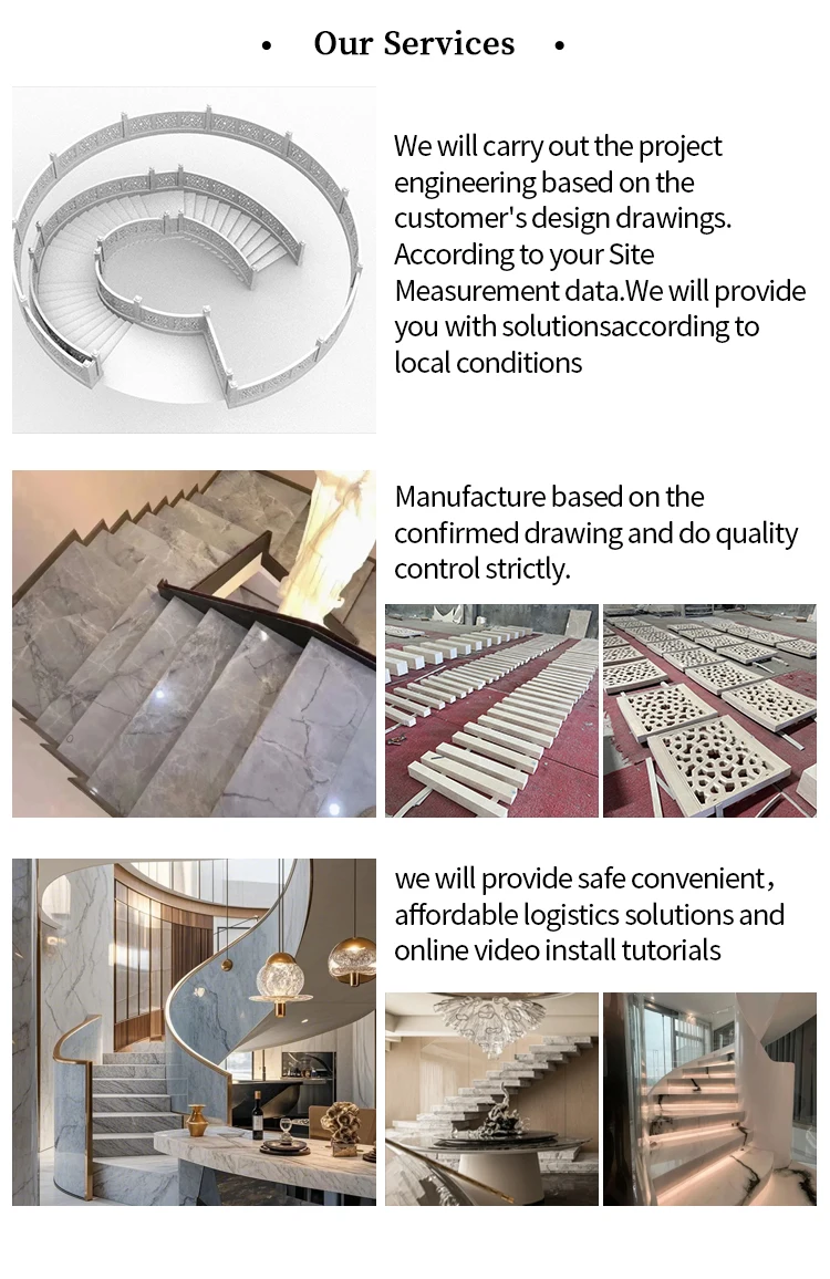 product customized aristone white marble stairs steps interior decoration-3