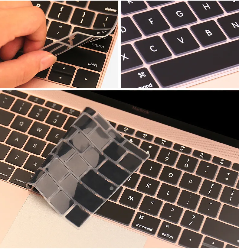 product transparent clear black tpu pvc protective keyboard film for macbook air pro m1 m3 13 14 15 inch-5