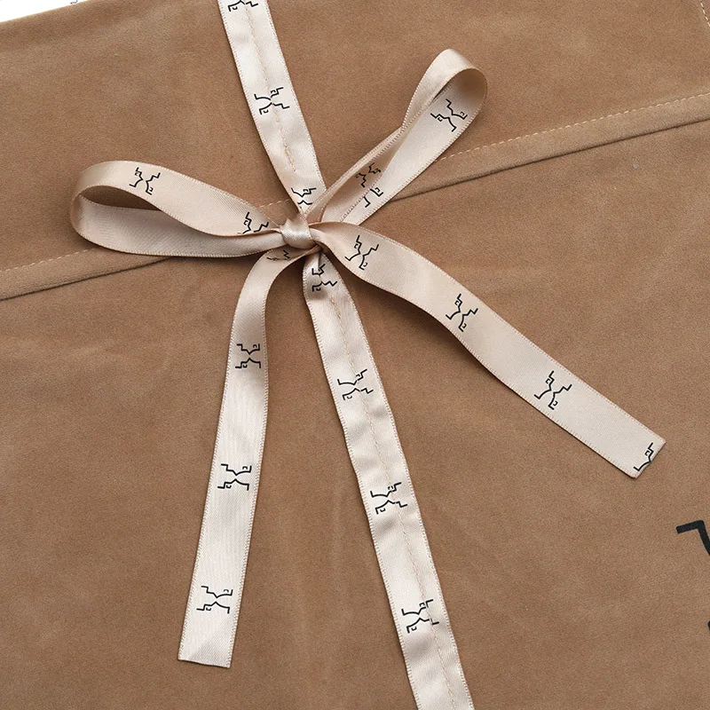 Custom Logo Printed Suede Velvet Envelope Pouch With Ribbon Thick Soft Suede Envelope Bag