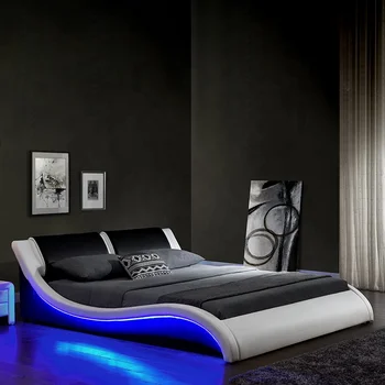 Willsoon 1178-1 modern design led bed double/king size bed with s-shape Upholstered Beds