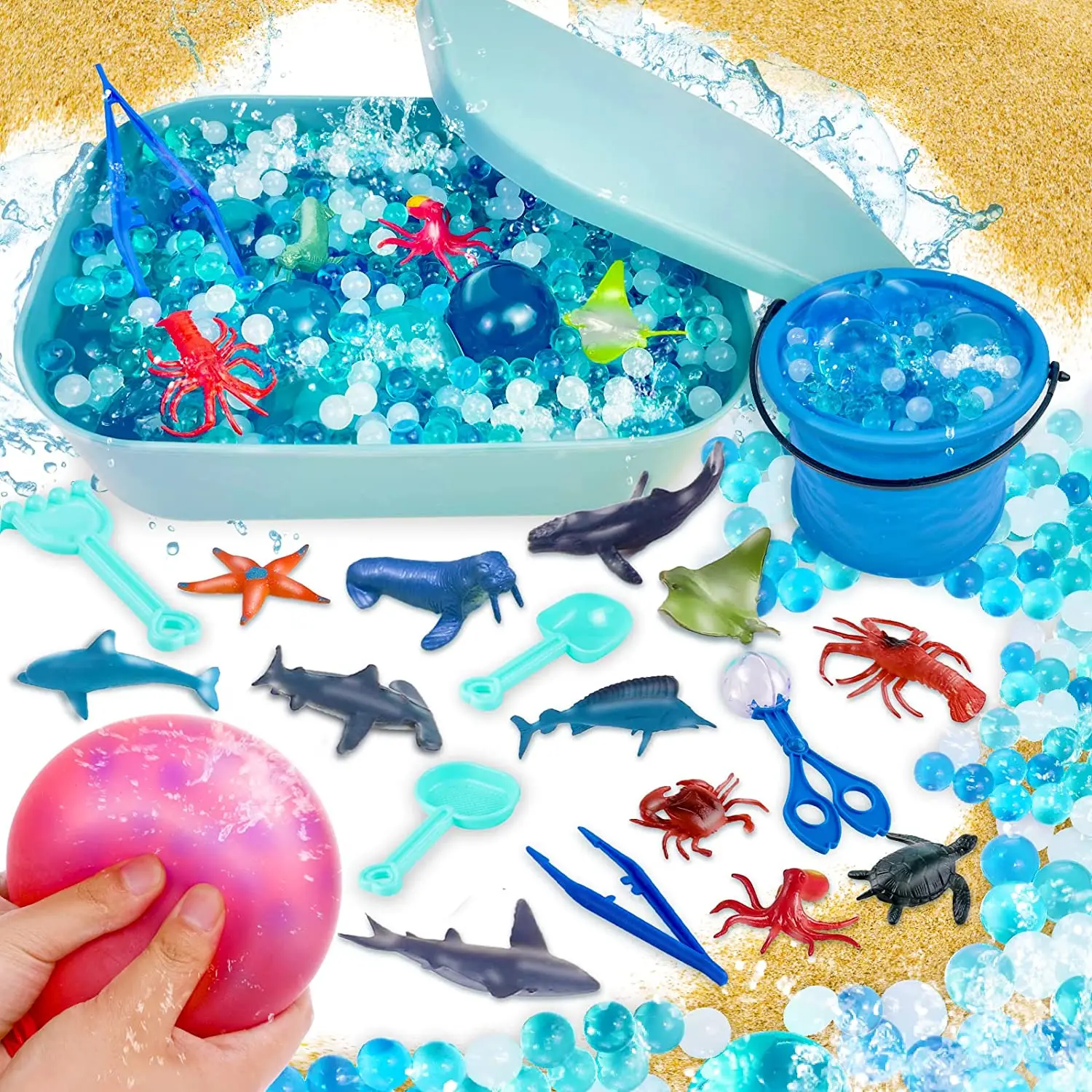 WEERHXAON Magic Water Elf Beads Toy Set with Box, Squishy DIY Maker kit,  Jelly Sea Animal