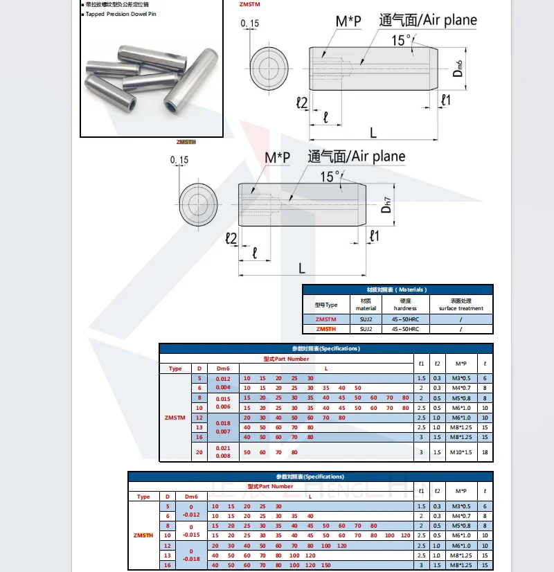 Factory Direct Wholesale MSTH D5-D16 Dowel Pins - Straight Tapped h7 Type SUJ2  Pins factory