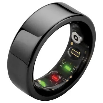 Top quality fashion drop shipping black silver sleep monitor blood oxygen heart rate variability temperature smart ring titanium
