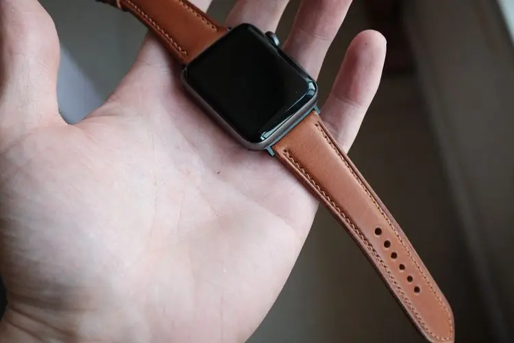 Genuine Brown Leather Watch Band For Apple 41/38/40mm,42/44/45mm Smart