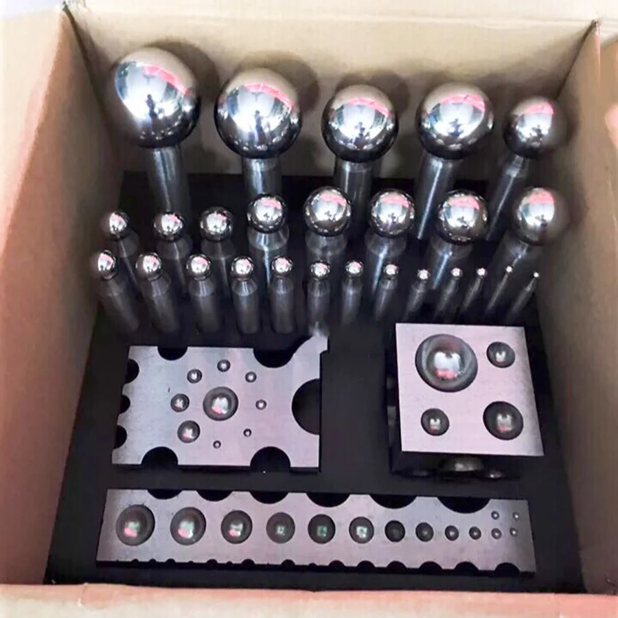 ダッピングブロックセット ジュエリー製作用 ダッピングセット - ジュエリー製作用パンチ24個とブロック - 25-617