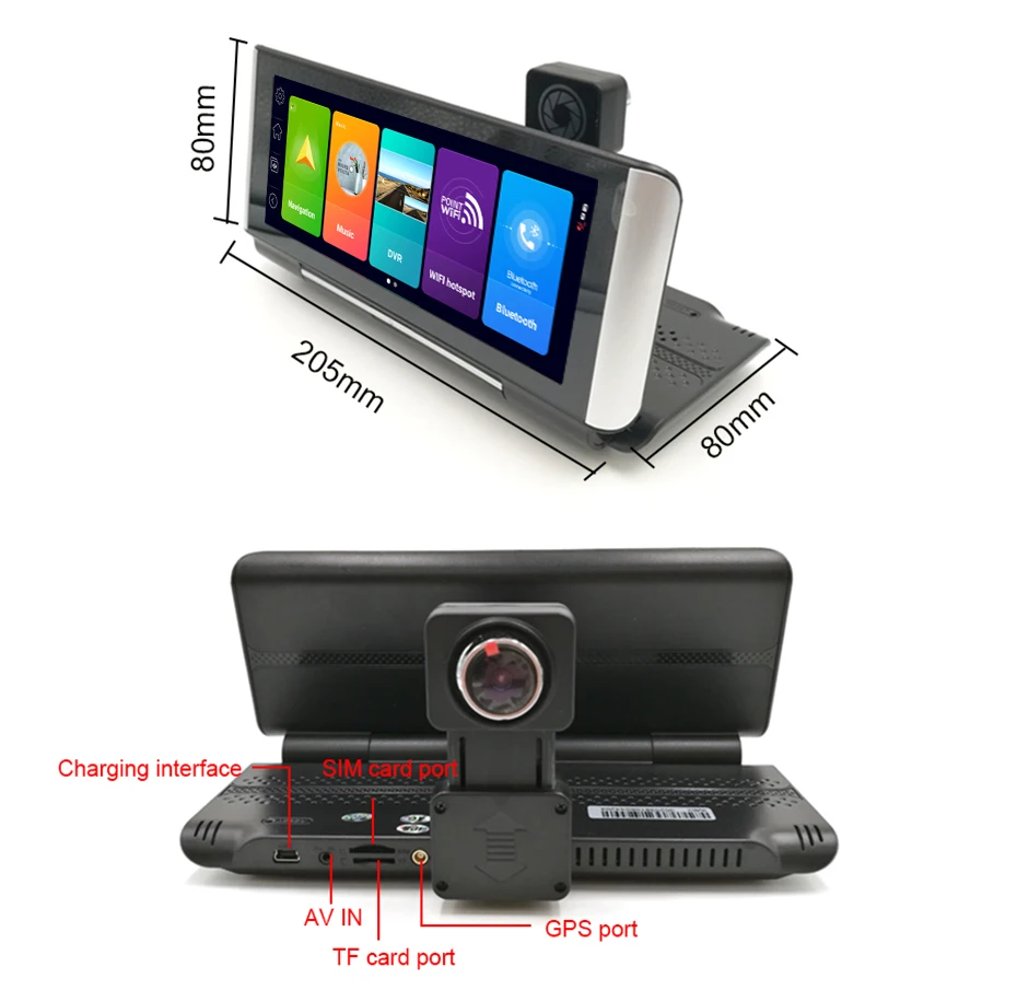 6.86 Inch Touch Screen Car Dash Camera Multi-Functional Car DVR