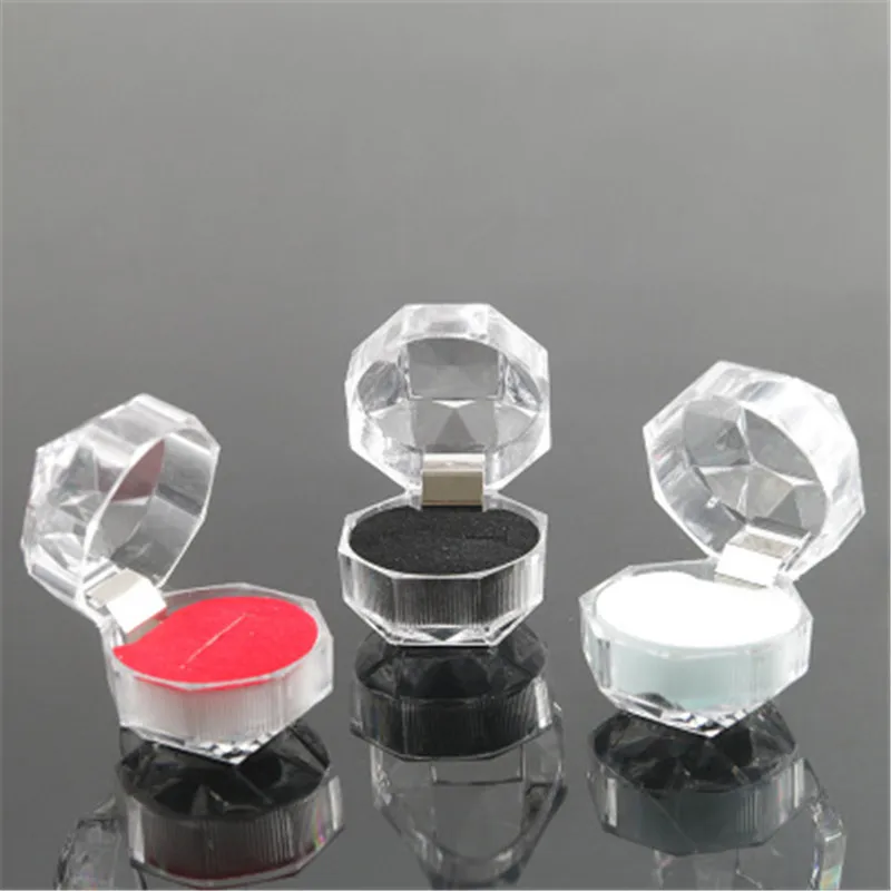 1PC Acrylic Clear Octagonal Rings Box 3 Colors Jewelry Display Box Case 