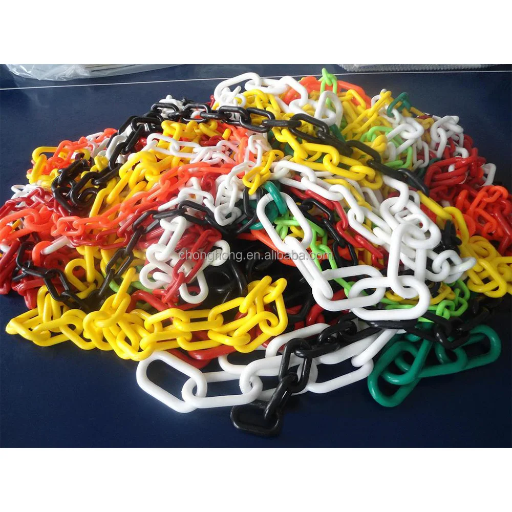 8mm PE Plastic Safety Chain with Red White Yellow Black Color for Roadway Safety in 25 Meter Length