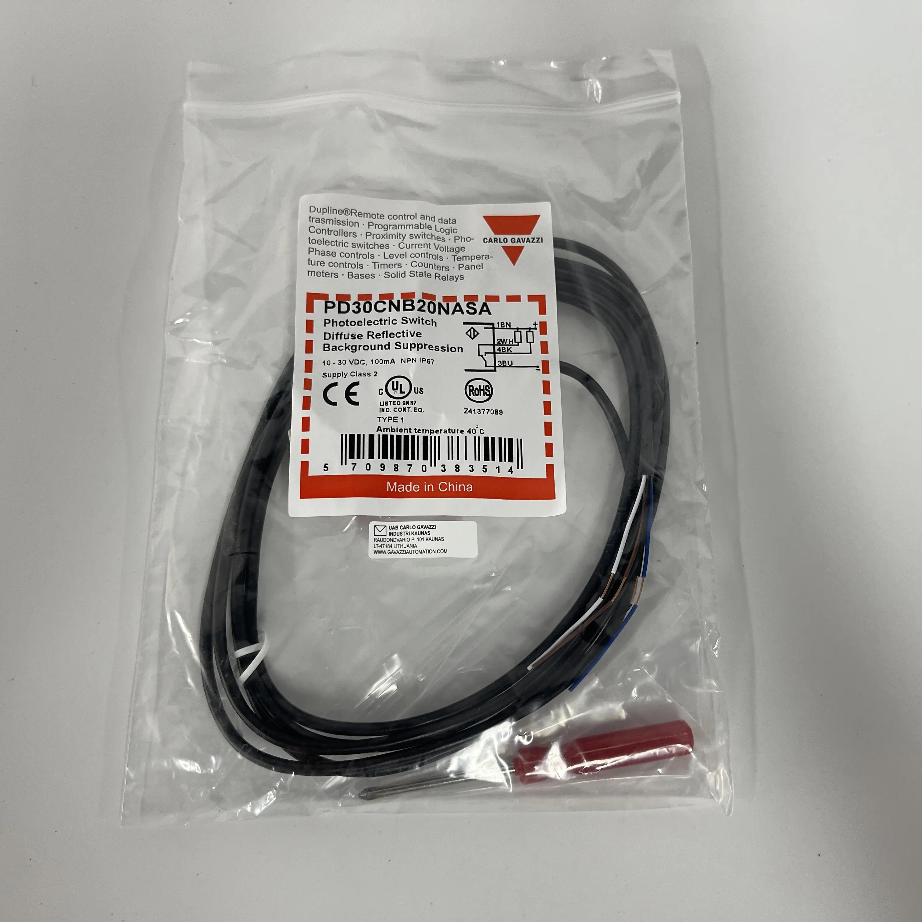 Carlo Gavazzi Photoelectric Sensor PD30CNB20NASA Carlo Gavazzi Photoelectric Sensor PD30CNB20NASA