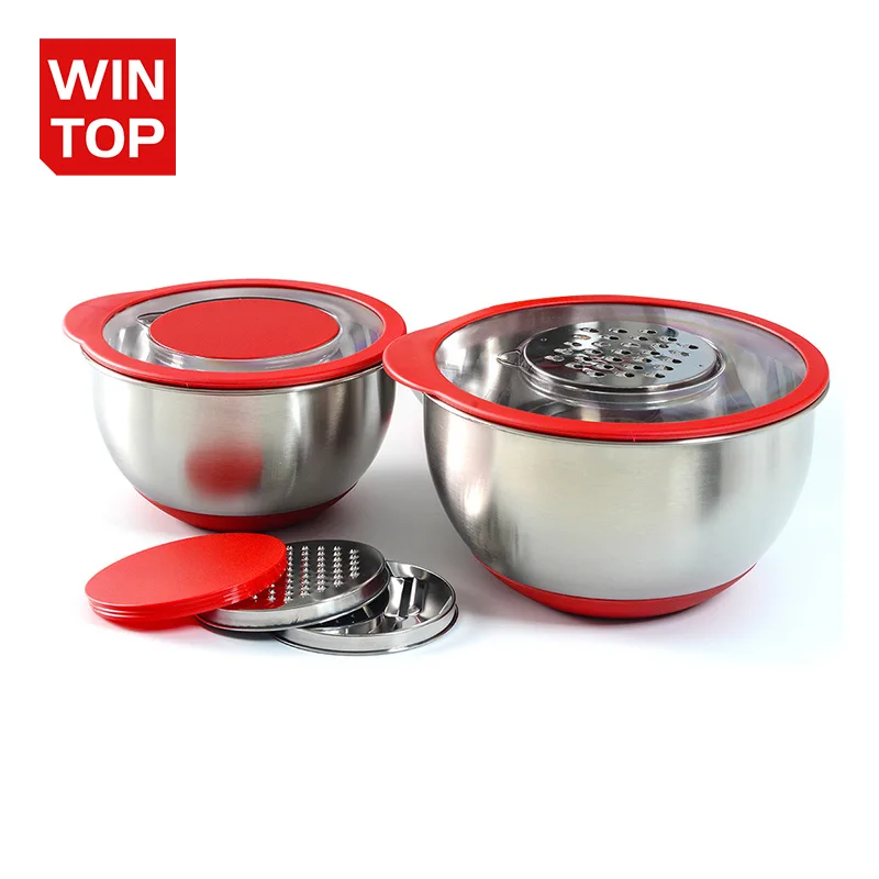 Customized Non-Slip Mixing Bowl Set with Grater Lid Stainless Steel Polished Eco-Friendly Metal Eco-Friendly Features