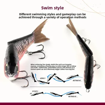 120mm/175g ABS Plastic Live Bait Mini Two-section Sliding Realistic Fish Scale Simulation Luya Bait Without Hooks – Hard Lure – view 5