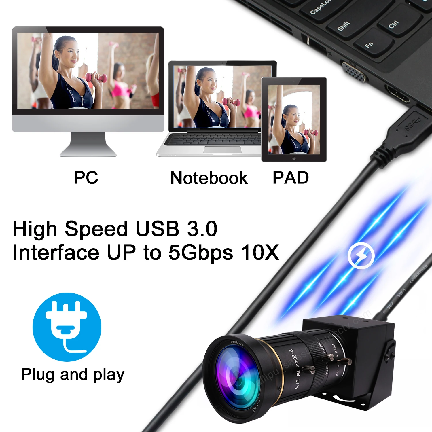 ELP HDMI 60fps USB カメラ 4K 高速 USB3.0 カメラ Amazon.com: ELP 4K USB3.0 HDMI USB Camera Manual Zoom Webcam 4K