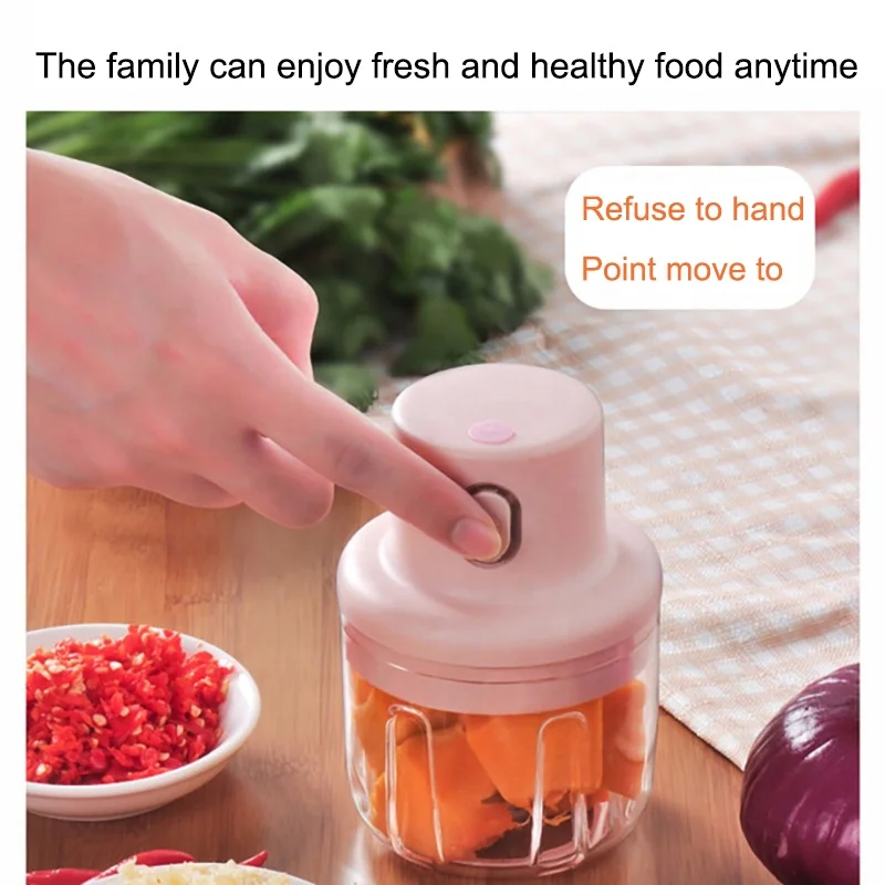 Wireless Electric Small Food Processor, Mini Food Chopper for Garlic Veggie Vegetables Fruit,Salad Mincing & Puree,Kitchen,1 Cup 250ml,bpa free,Pink