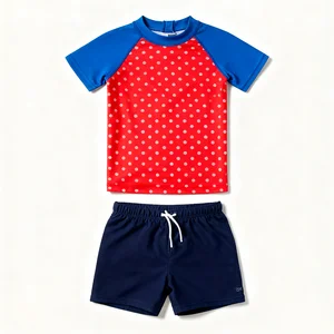 Oeko Tex Custom Breathable Soft Spandex/Polyester Toddler Boy Two Piece Swimwear Eco-Friendly Sustainable Beach Clothes