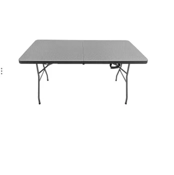 Outdoor Folding Table with 6ft Ratan Design Plastic Rectangle Bench Table with HDPE Material