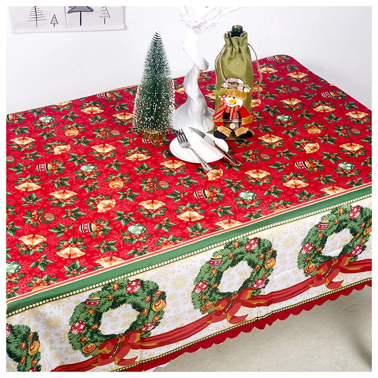 New Christmas Polyester Printed Tablecloths Waterproof Anti-Fouling Christmas Table Decorations for Weddings and Events