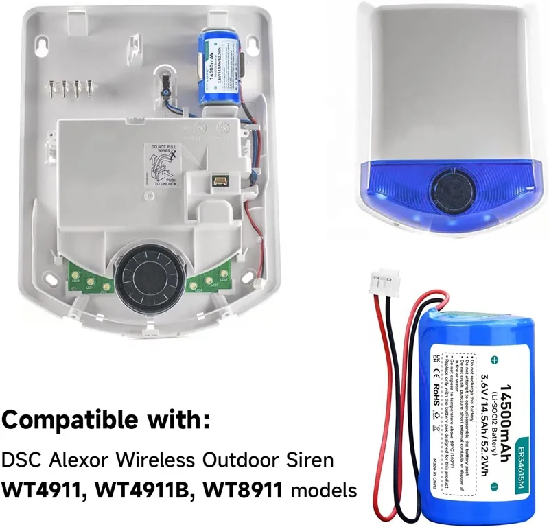 DSC ER34615M-T1 3.6V 14.5Ah Replacement Battery – For Outdoor Siren WT4911B, Wired