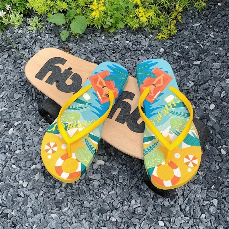 XIXITIAO Cheap Comfortable Printing Rubber Beach Anti-slip Sandals One Size Summer Flip-flops slippers for Men Women