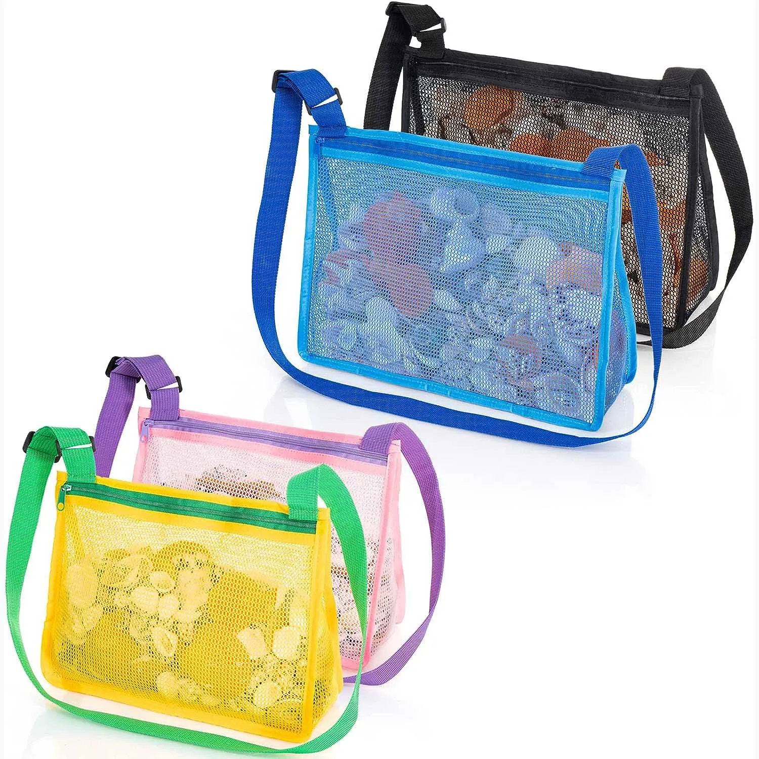 5/10x Mixcolor Sand Portable Away Pouch Beach Bag Mesh Toy Shell Collecting Bags