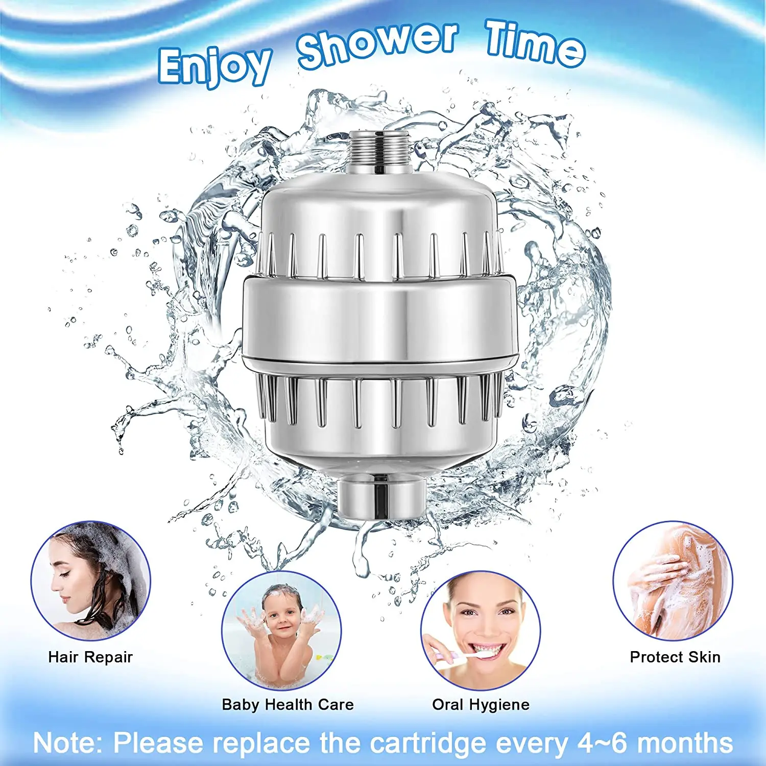 PureAction Shower Filter Replacement Cartridge – 2-Pack (1-Year Supply) For Water Softener & Luxury Shower Heads