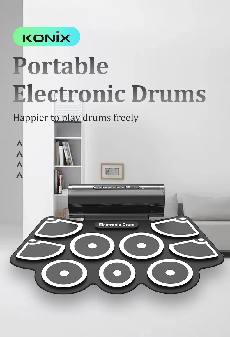 Konix MD760 edrum set usb midi digital drum kit practice pad drummer