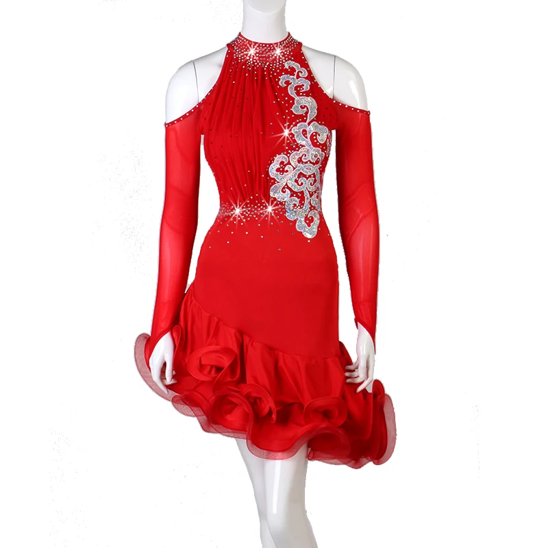 Womens Latin Dance Dress Tango Salsa Rumba Samba Cha Cha Ballroom Practice Skirt
