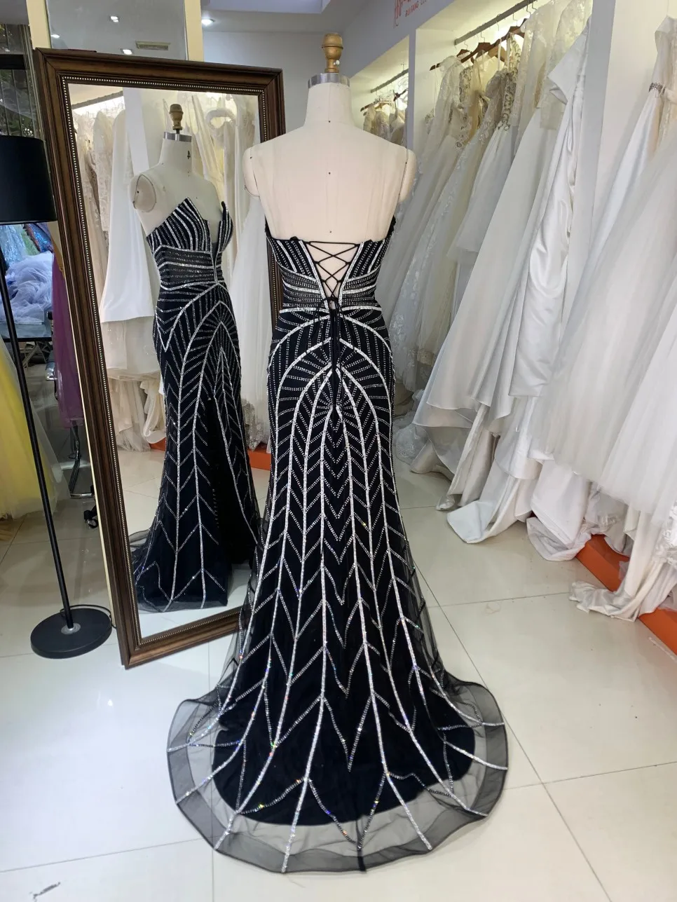Wholesale Shiny Luxury Evening Dresses with High Slit Clubwear Evening Long Party Dress Sexy Dress for Women Night