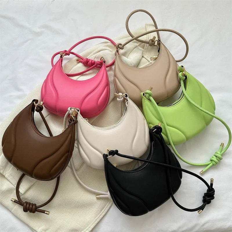 Women's PU Solid Color Hand Crossbody Outdoor Small Body Bag Dumpling Bag