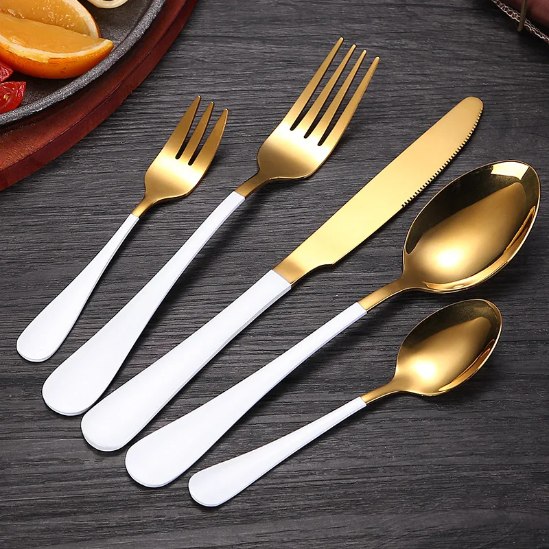 Hotel Cutlery Set Stainless Steel Gold Spoon Restaurant Utensil