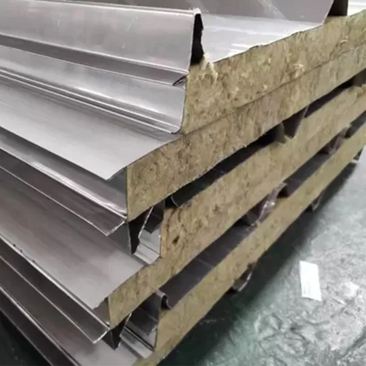 Rock Wool Metal Roof Exterior Heat Insulated Composite Panel Fireproof Friendly Rock Wool Panels Lightweight Roofing Materials