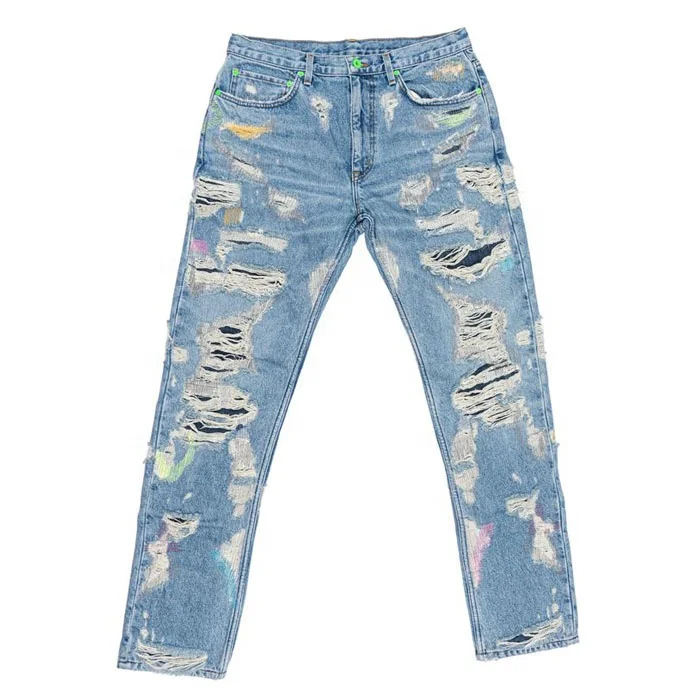 Afdeling Flygtig shabby Source Diznew OEM Denim Baggy Pants Distressed Streetwear Super Ripped Jeans  Men on m.alibaba.com