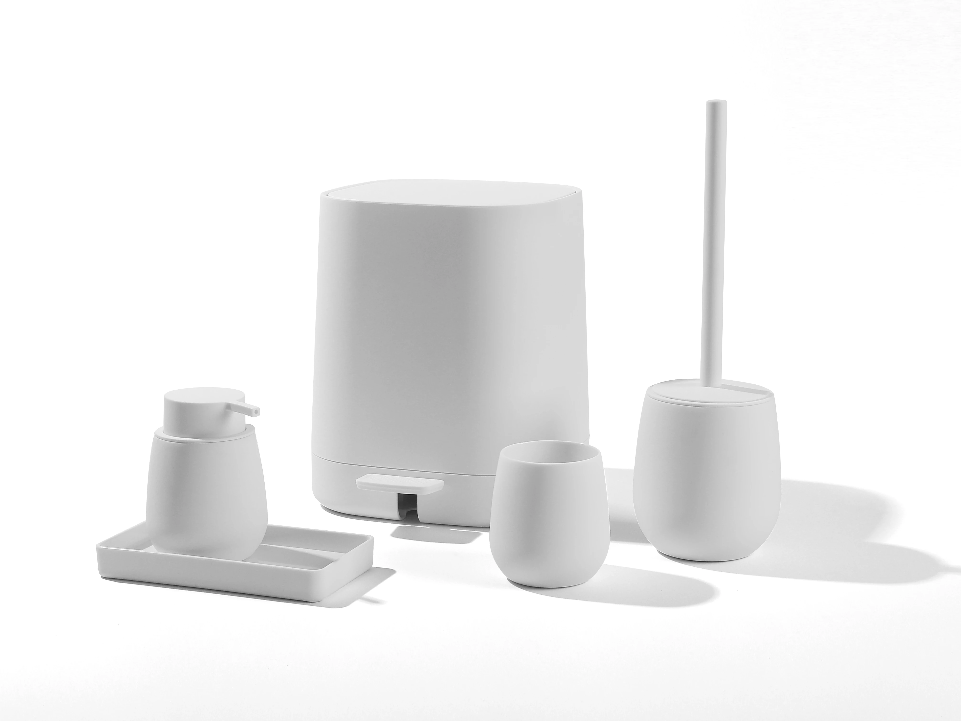 Yaukph Matte Color Bathroom Accessories Set 5pcs Toilet Brush And Tray