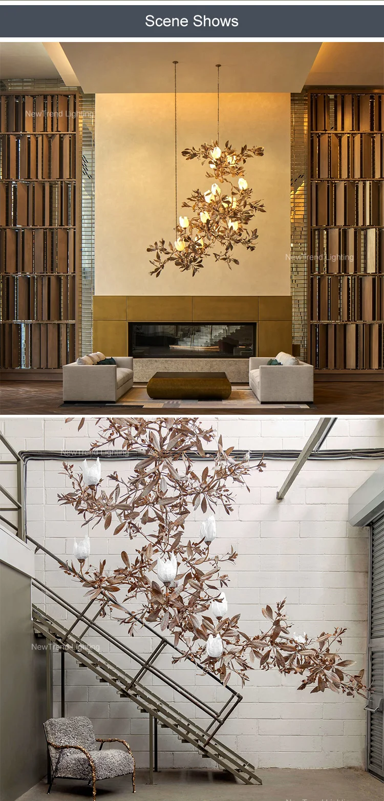 cpl 388 nature style residential decoration indoor hotel lobby staircase villa living room magnolia modern led chandelier pendant light-4